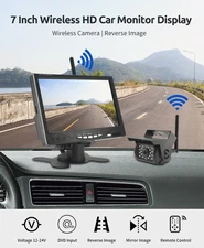 12V-24V Wireless 7" Car Monitor Rear View Camera Truck Bus RV Trailer Rear Image
