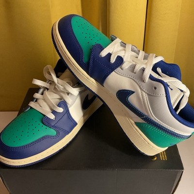 Jordan One Low S green /Deep Royal Blue 6 Youth 553560 147 New