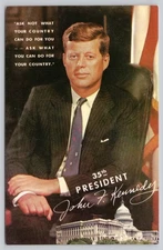 Vintage John F. Kennedy 35th President Photochrome Postcard USA