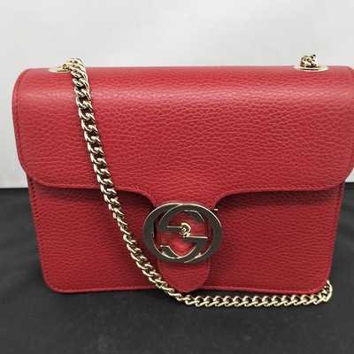 GUCCI Interlocking G Shoulder Bag Red 7.8 inch | eBay