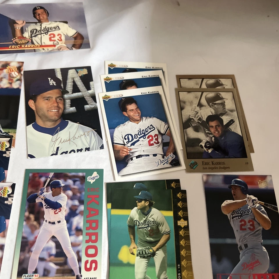 Eric Karros Lote de 50+ Tarjetas Dodgers Incluyendo Fleer y Upperdeck Rookies Foto 4 de 4