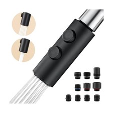 Metal Kitchen Faucet Head - SS Pull Down w/ 10 Adapters, 2 Functions Black