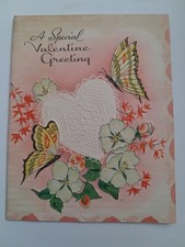 Vintage Art Deco Carrington Valentine Card Butterflies, Flowers & Heart  