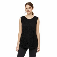 Apt. 9 Sleeveless Top L Black Crochet Lace Front Pullover Boho Chic Casual New