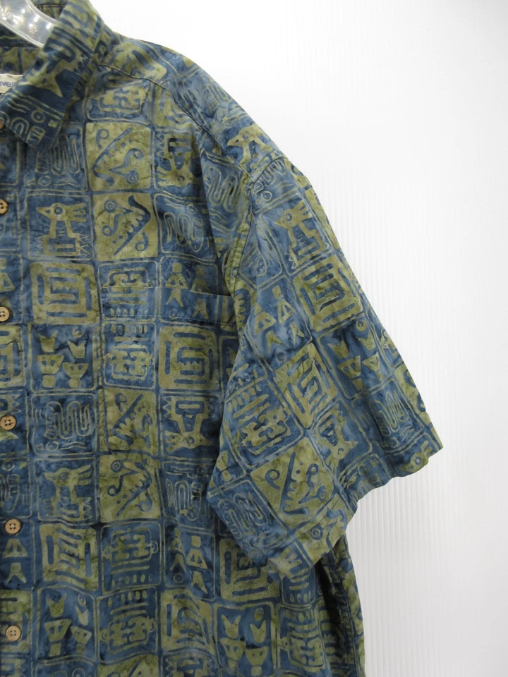 Camisa Smith de Viaje DE COLECCIÓN Hombres XXL Azul Hawaiano Tribal Azteca Geométrica Resort Foto 3 de 4