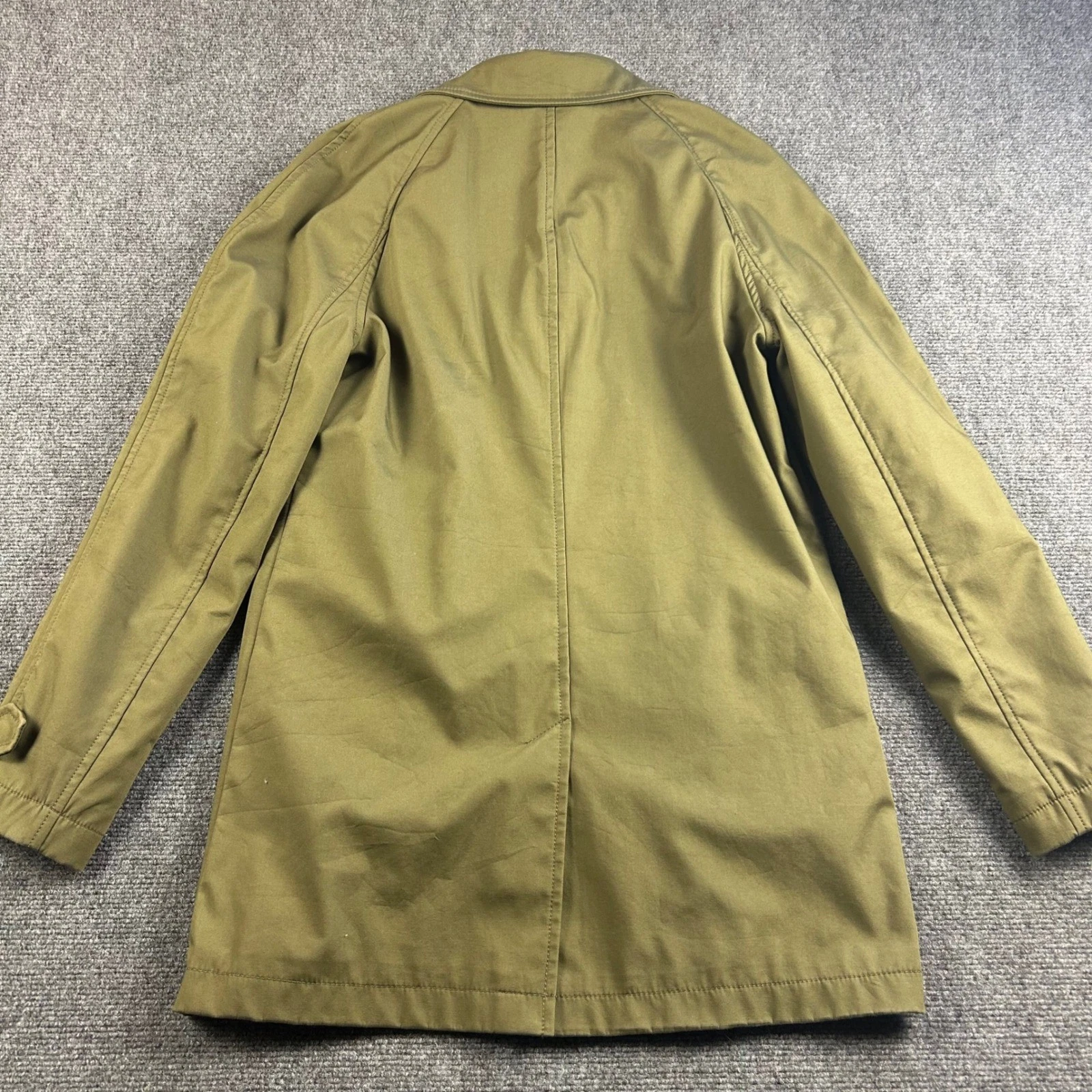 Topman Mens Olive Green Khaki Car Coat Jacket Size Small Hidden Button Placket - product detail image 8