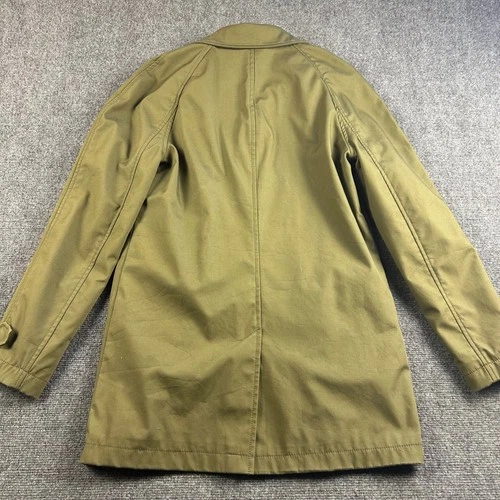 Topman Mens Olive Green Khaki Car Coat Jacket Size Small Hidden Button Placket image 8