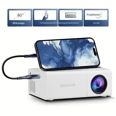 Mini Beamer Tragbarer Projektor Filmprojektor HD Videoprojektor für Android, iOS