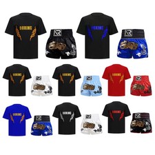 Kids Boys Outfit 2 Piece Set Workout Suit MMA Uniform Gym Kickboxing Champion