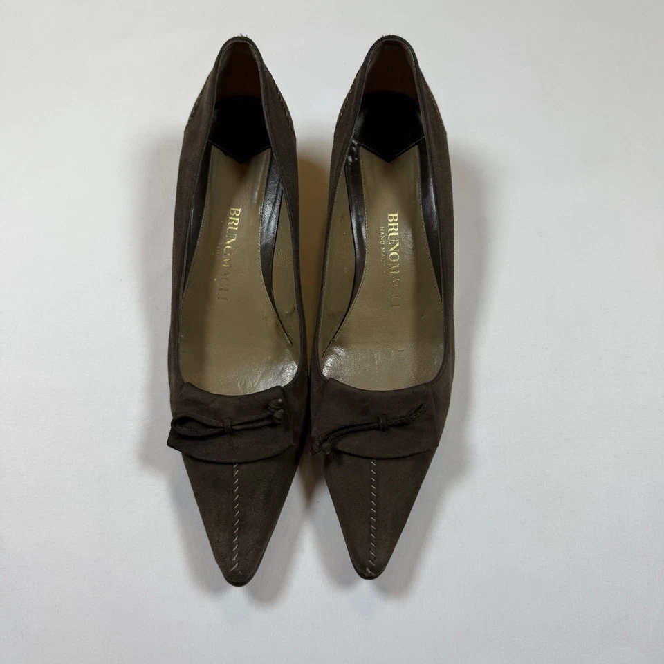 Vintage Bruno Magali Gamuza Zapatos de salón, Mujer Punta Punta Punta Marrón, Talla 7 B Foto 2 de 4