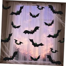 3D Halloween Bat Decorations,16 Pack Glow in the Dark Flying Bats with