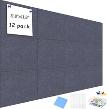 Large Acoustic Panels, 48"X24"X0.4" Sound Proof Foam Panels 12 Pack Dark Grey