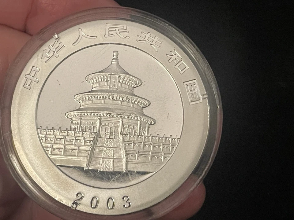 Moneda de plata Panda China 2003 10YUAN 1 OZ Moneda de plata Panda China Moneda Panda 🌺🌺 Foto 4 de 4