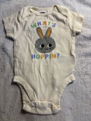 Old Navy Baby 3-6 Months Bodysuit Bunny Happy Easter Festive Graphic One Piece 