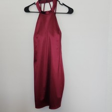 Crystal Doll Red Satin Halter Strappy Back Mini Dress Size 9