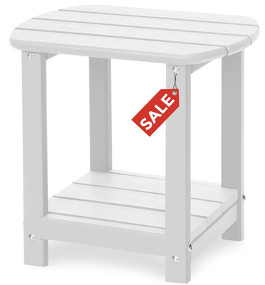 Mesa auxiliar exterior 2 niveles HDPE patio jardín piscina resistente, Nuevo
