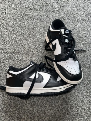 Mädchen Nike Turnschuhe Größe 4 Schwarz Weiß Panda Dunks Low Schnürschuhe EU 36,5 Retro