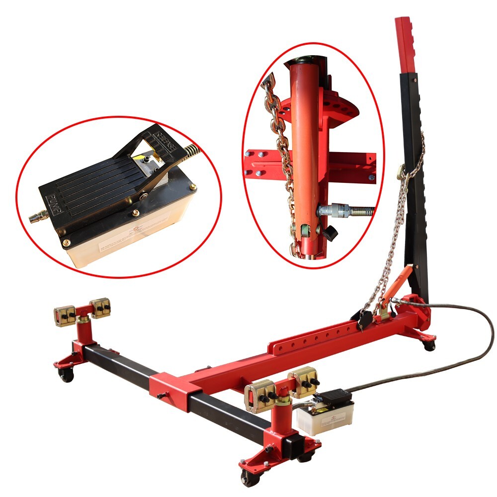 10-Ton Auto Body Frame Puller & Straightener - 98KN Capacity, 180° Tower, Includes Tools & Cart, Max Load 4409lbs, For Car Repair Shops