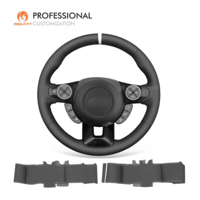 MEWANT Hand Stitch Custom Real Leather Steering Wheel Cover for 2014 Kia Soul