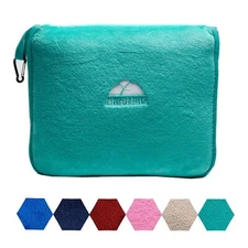 BlueHills Premium Soft Travel Blanket Pillow Airplane - Teal Green