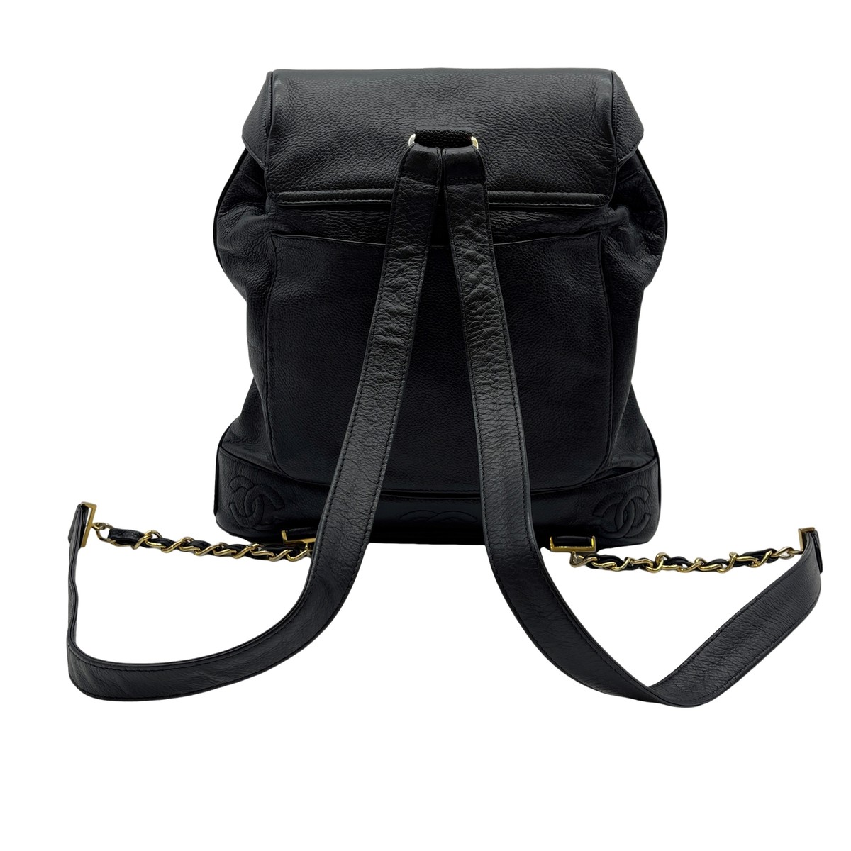 Authentic CHANEL Triple CC Caviar Leather Backpack Black