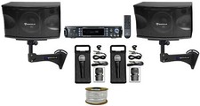  2 Rockville KPS80 800w Karaoke Speakers Bluetooth Amp Wall Mount Brackets Mics