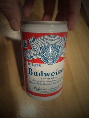 BUDWEISER 8 OZ ALUMINUM BEER CAN BAR CODE ANHEUSER BUSCH OF ST