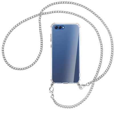 Handykette für Honor View 10 / V10 silberfarbene Kette Hülle mit Band Kordel