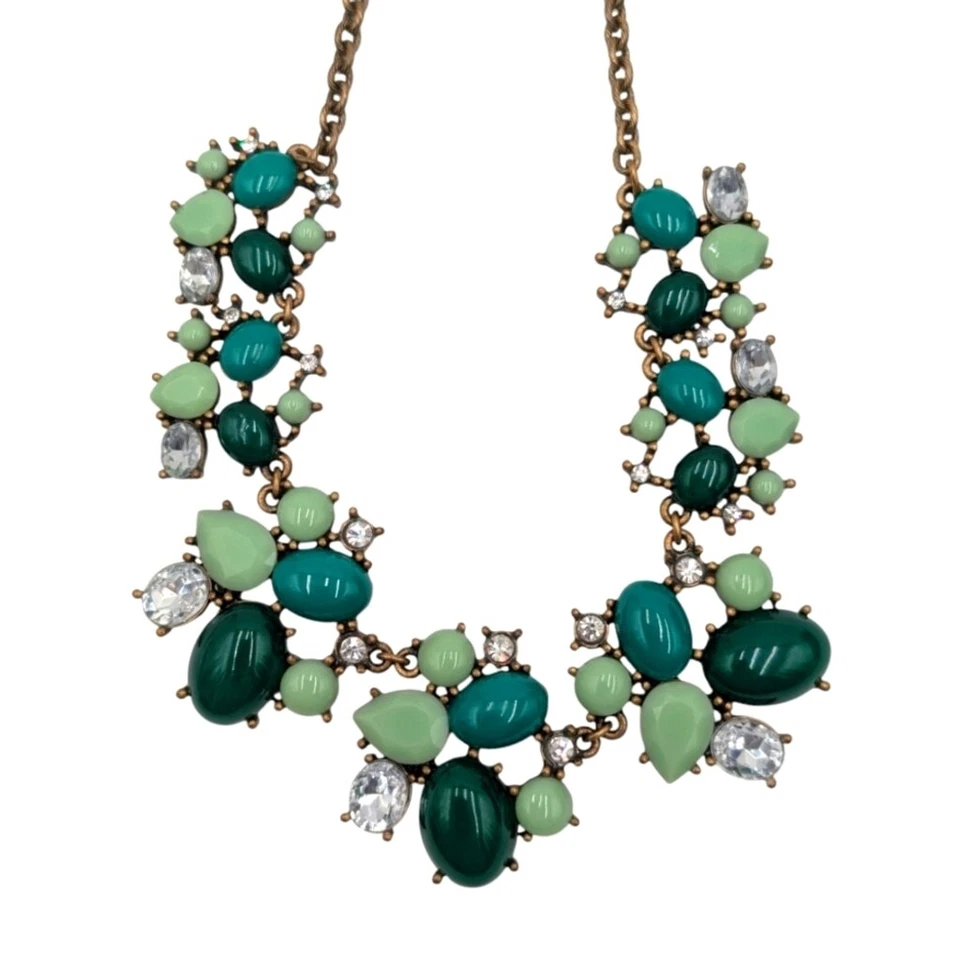 J.Crew Aqua зеленый заявление ожерелье - изумруд и новом тона, стразы и золото C - Изображение 3 из 4