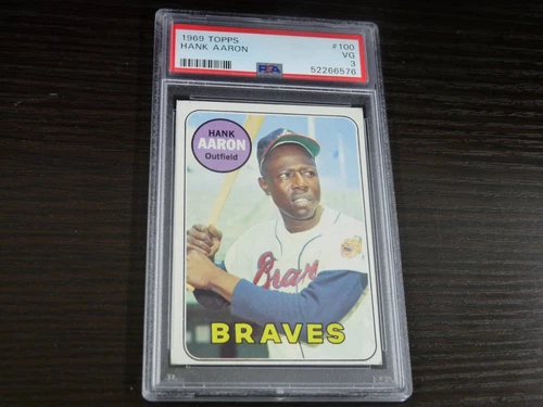 1969 TOPPS HANK AARON CARD # 100  GRADED PSA  VG 3