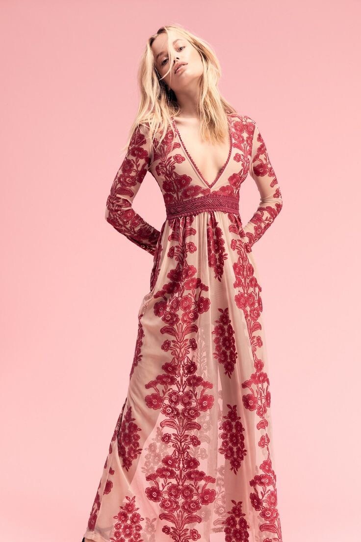 Free People For Love & Lemons Temecula Cut Out Maxi Dress Size S $300