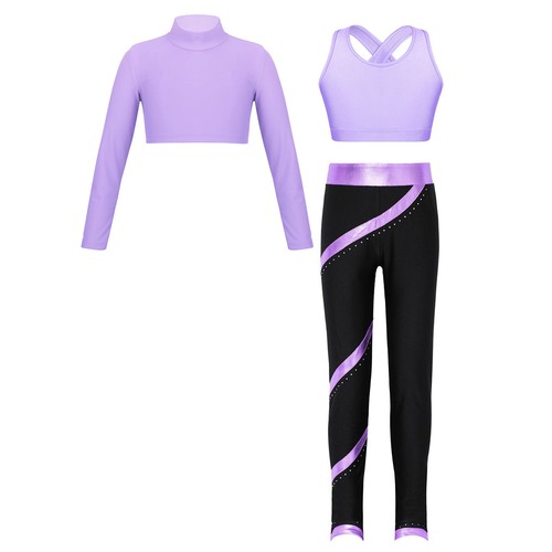 Kids Girls Sweatshirt Pullover Vest and Shiny Rhinestones Striped Pants Suit - Picture 55 of 71