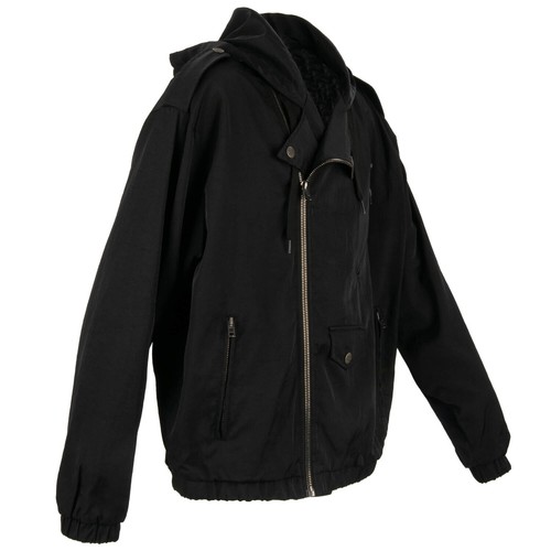 MOSCHINO COUTURE Oversize Nylon Biker Hooded Jacket Coat Black 50 M L - Picture 5 of 9