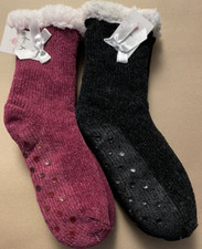 Christmas/Slipper Socks 2 pairs/ Womens/ Gripper Sock Type/Sherpa Lining/ NWT