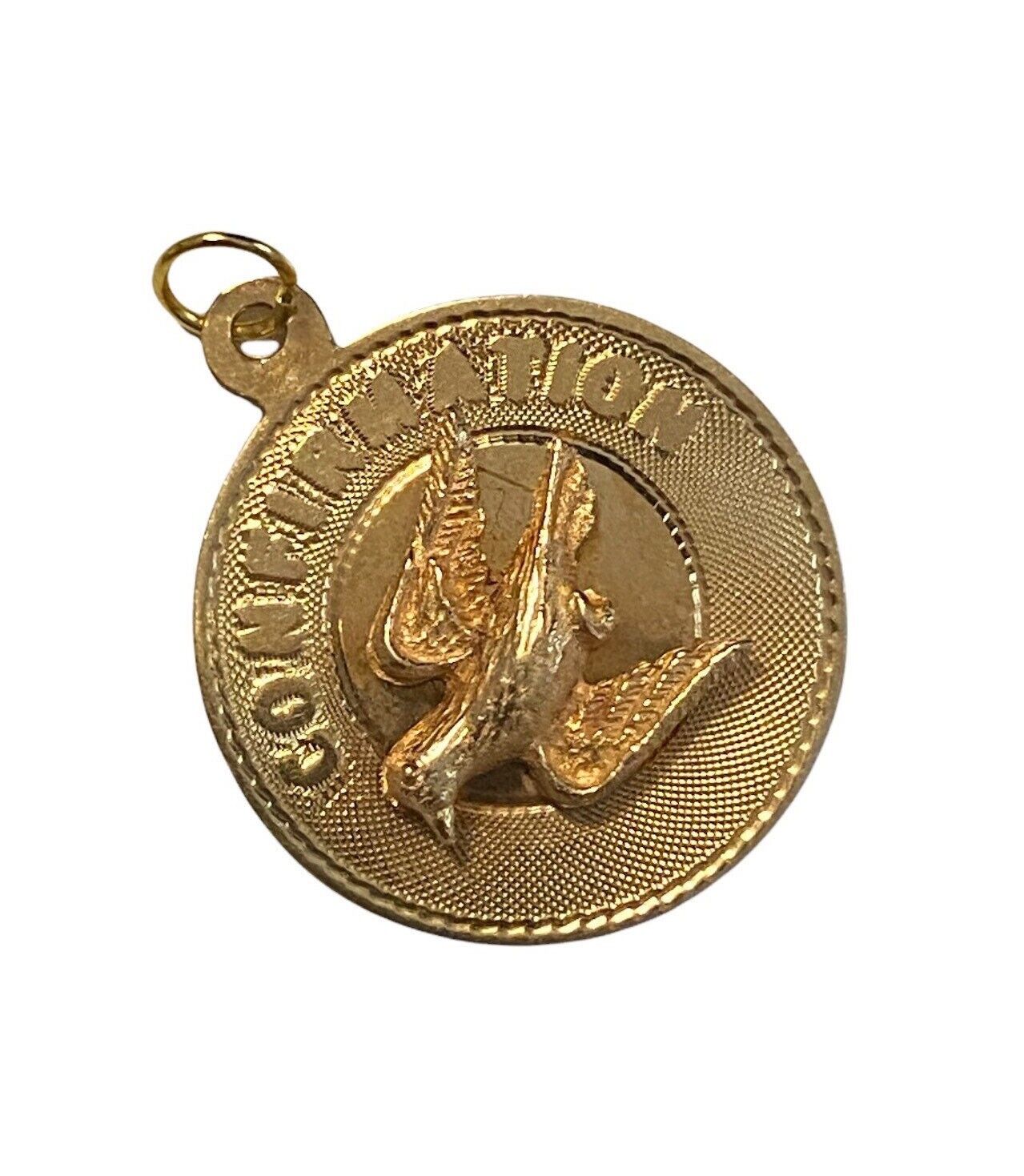 VINTAGE 14K Yellow Gold 3D CONFIRMATION Medal Rel… - image 7
