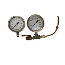 Ashcroft 0-300 0-200 Dial Pressure Gauge AISI 316 Tube 2 Pcs w/ Ball Valve