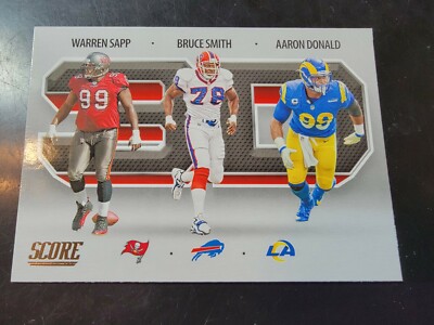 2021 Panini Score Football 3D #3D7 Warren Sapp/Bruce Smith/Aaron Donald