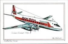 Vickers Viscount 745- 1973 Aviation Postcard- Roy Anderson Art- Capitol Airlines