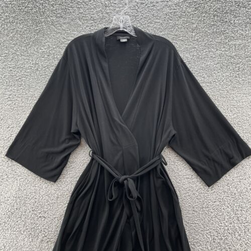 Natori Robe Womens Large Black Lightweight Knit Kimono Midi Wrap - Picture 2 of 10