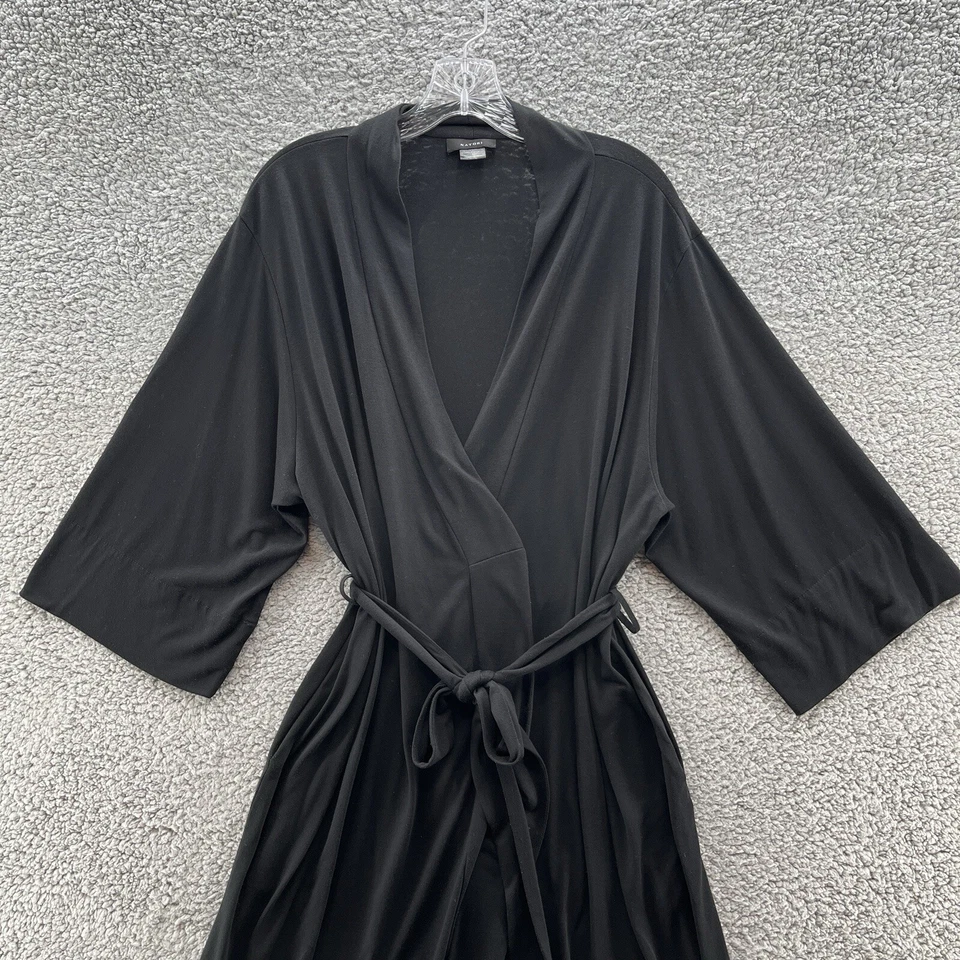 Bata Natori Mujer Grande Negra Ligera Tejido Kimono Midi Envoltura Foto 2 de 4