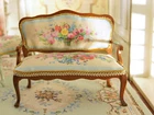1:12 Beautiful Floral Bouquet Aubusson Design Miniature Dollhouse Wooden Chair
