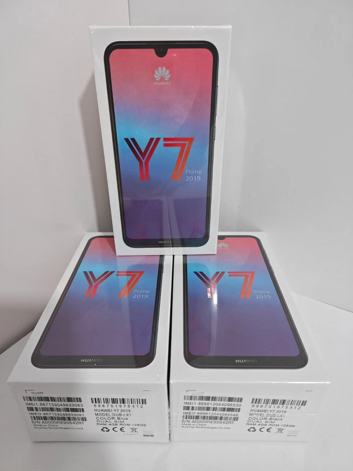 Huawei Y7 Prime (2019) 4GB+128GB Unlocked Global Cell Phone black blue - Sealed - Immagine 3 di 4
