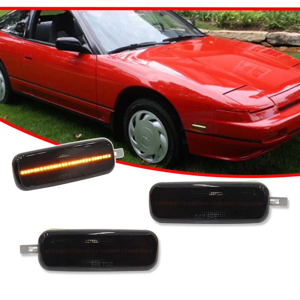 2x Para 89-94 Nissan 240sx Luz Marcadora Lateral Delantera Lámpara 93-97 Lente Humo Altima Foto 2 de 4