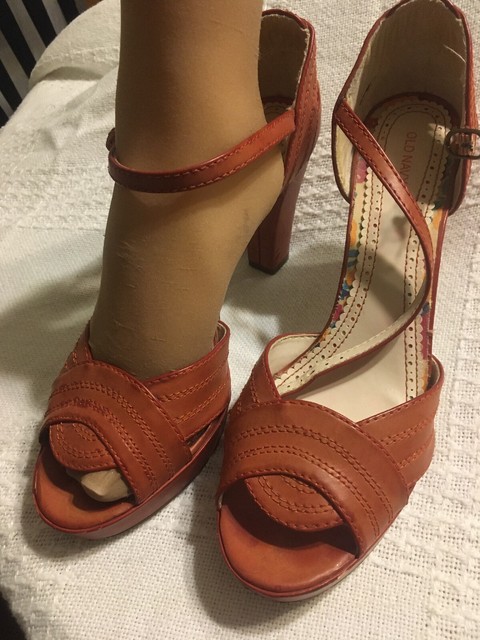 OLD NAVY Open Toe Tan Ankle Strap 4.5â High Heel Sandals Shoes Sz 11 | eBay
