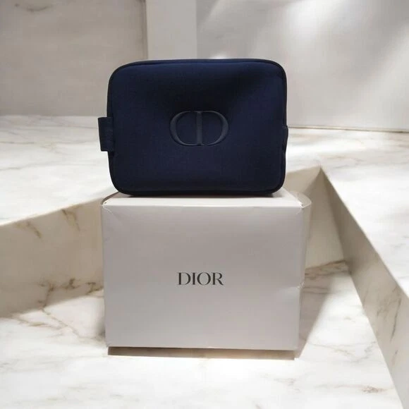 Trousse de maquillage cosmétique bleu logo CD beauté Dior kit dopp trousse pochette