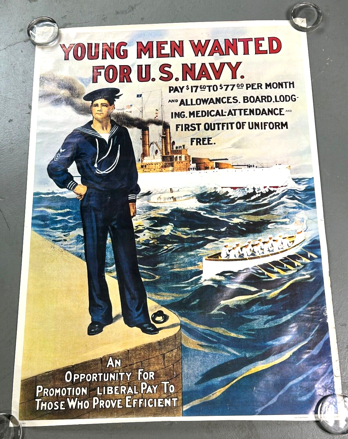 1974 Vintage US Navy Recruiting Poster Original Military Memorabilia