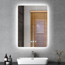 Bathroom LED Mirror With Demister Touch Sensor Illuminated Lights Anti-fog