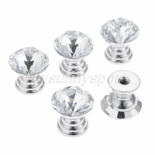 Hardware Glass Crystal Door Knobs Furniture Cupboard Cabinet Drawer Pull Handle - Picture 13 of 14