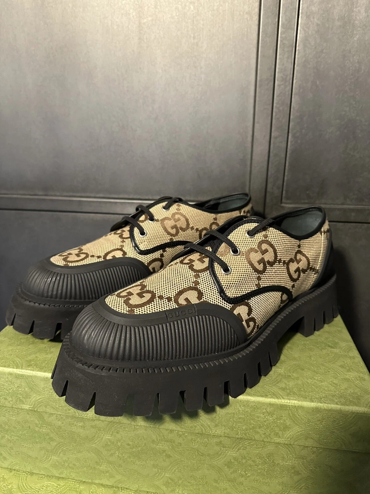 Maxi mocassin marron à lacets Gucci GG taille 12,5 UK/13,5US