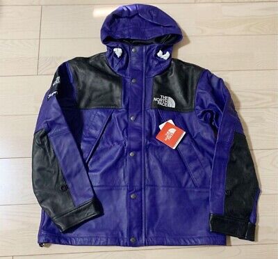 NWT! SUPREME x The NORTH FACE Mountain Leather Parka Jacket Blue Size S New  | eBay